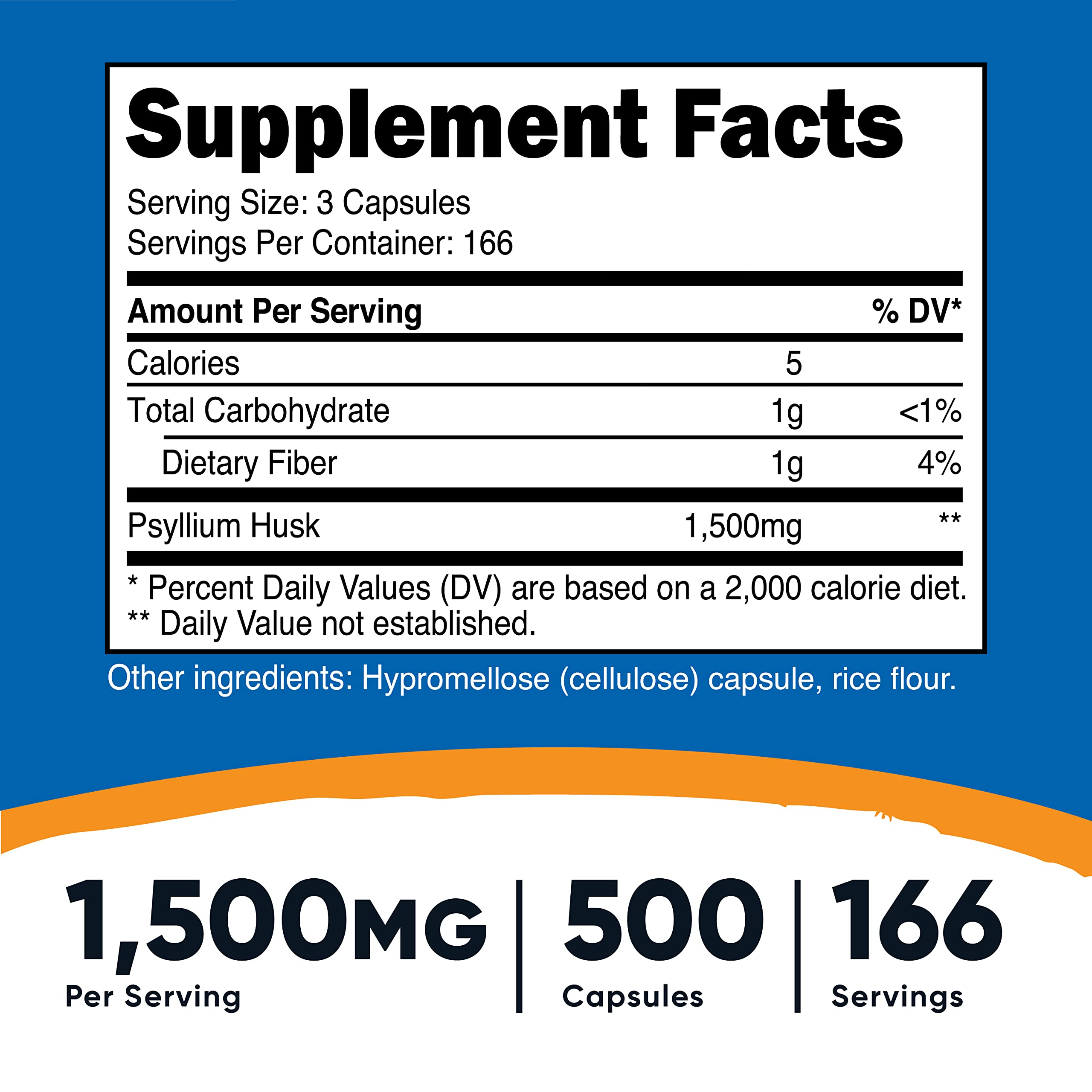 Foto 3 pulgar | Suplemento Nutricost Psyllium Husk 1500 Mg 500 Cápsulas X2 - Venta Internacional.