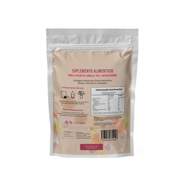 Foto 2 | Glow Eterno Colágeno Hidrolizado Frutos Rojos Laboratorios Wöhl 300 G