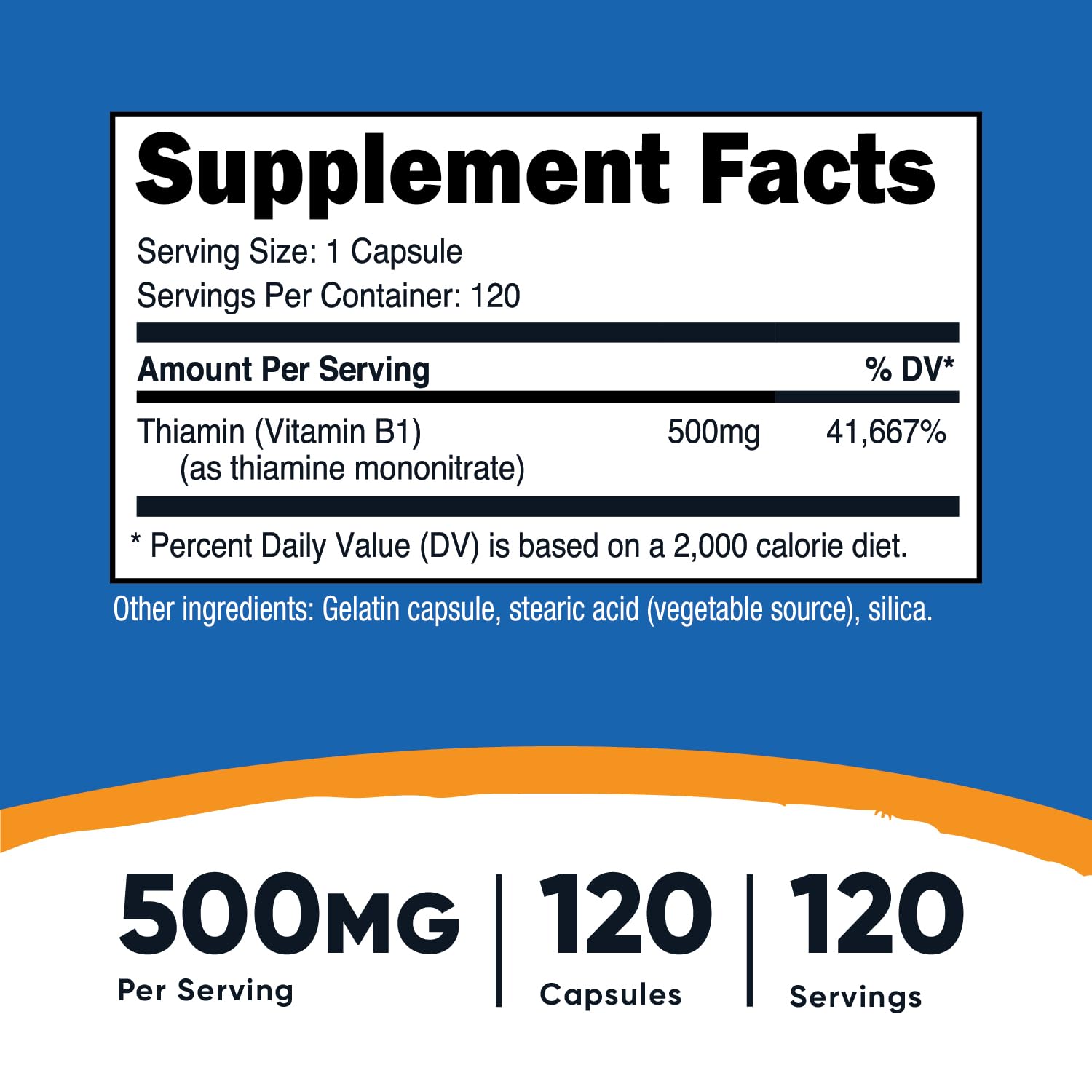Foto 2 | Venta Internacional - Vitamina B1 Tiamina 500 Mg 120 Cápsulas Nutricost
