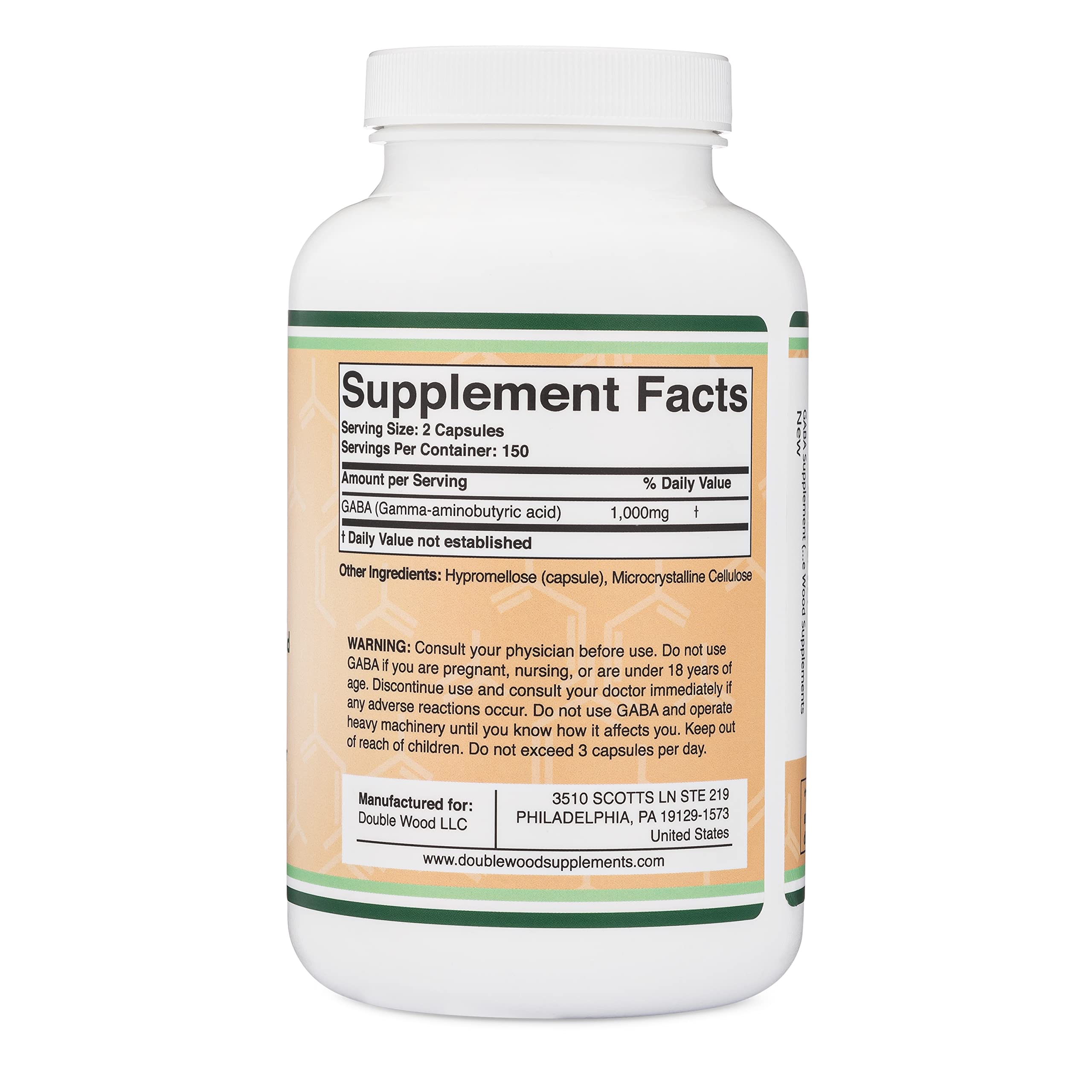 Foto 3 pulgar | Venta Internacional - Cápsulas De 500 Mg De Gaba Supplement Double Wood 300 Capsulas