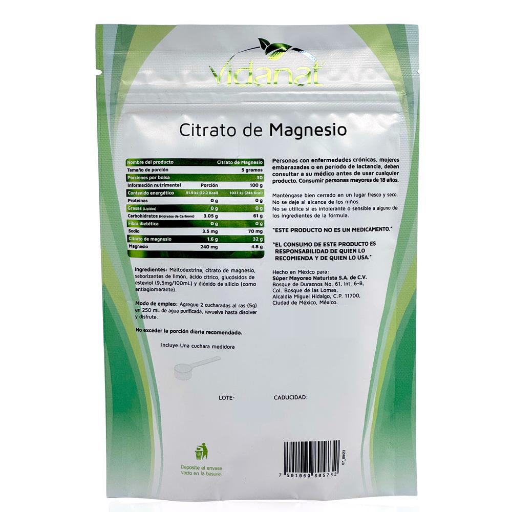 Foto 4 pulgar | Suplemento Vidanat Citrato de Magnesio 150 g Sabor Limón