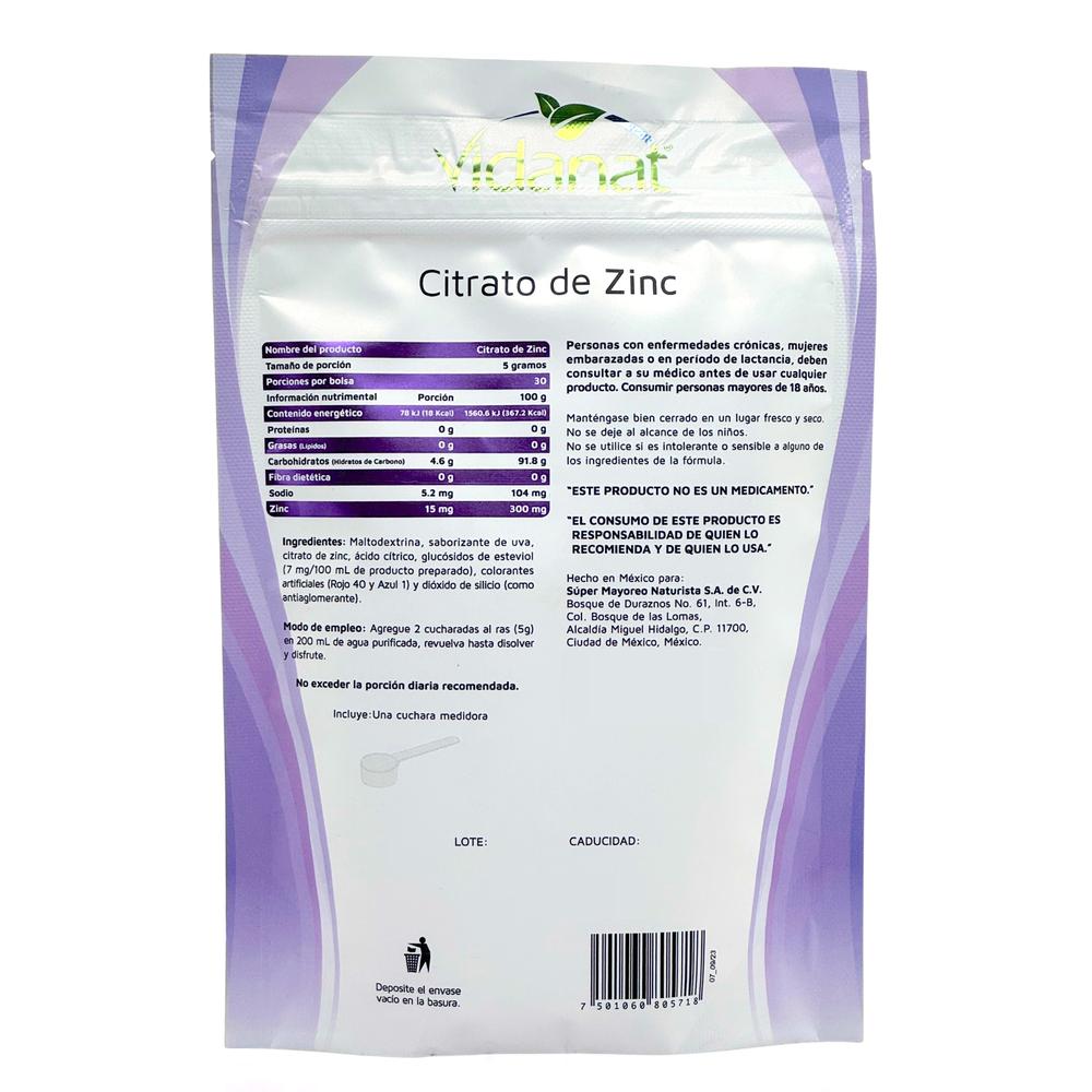 Foto 3 | Citrato de Zinc Vidanat 150 G Sabor Uva
