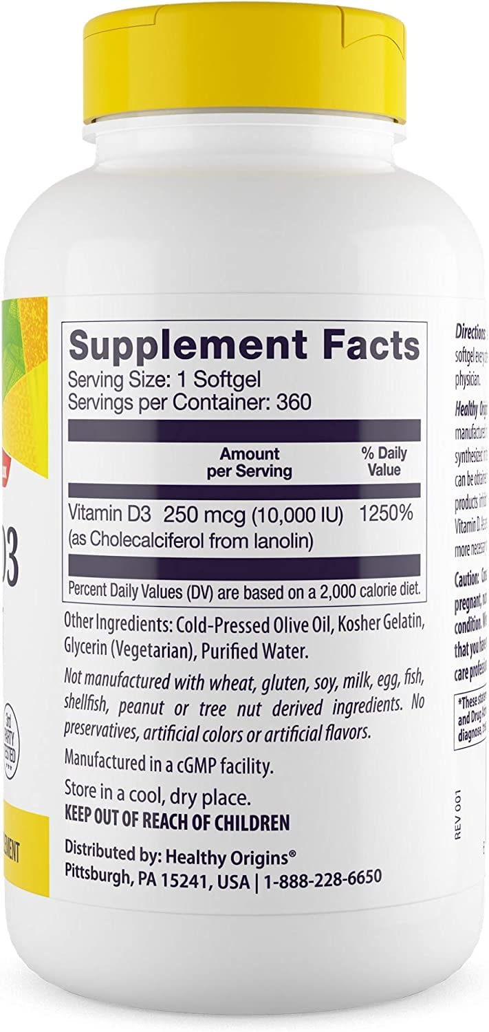 Foto 3 pulgar | Venta Internacional - Cápsula Blanda Líquida De Vitamina D3 Healthy Origins De 10000 Ui