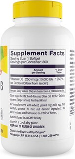 Foto 2 | Venta Internacional - Cápsula Blanda Líquida De Vitamina D3 Healthy Origins De 10000 Ui