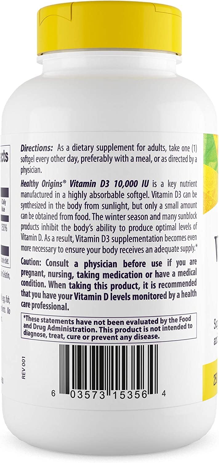 Foto 4 pulgar | Venta Internacional - Cápsula Blanda Líquida De Vitamina D3 Healthy Origins De 10000 Ui