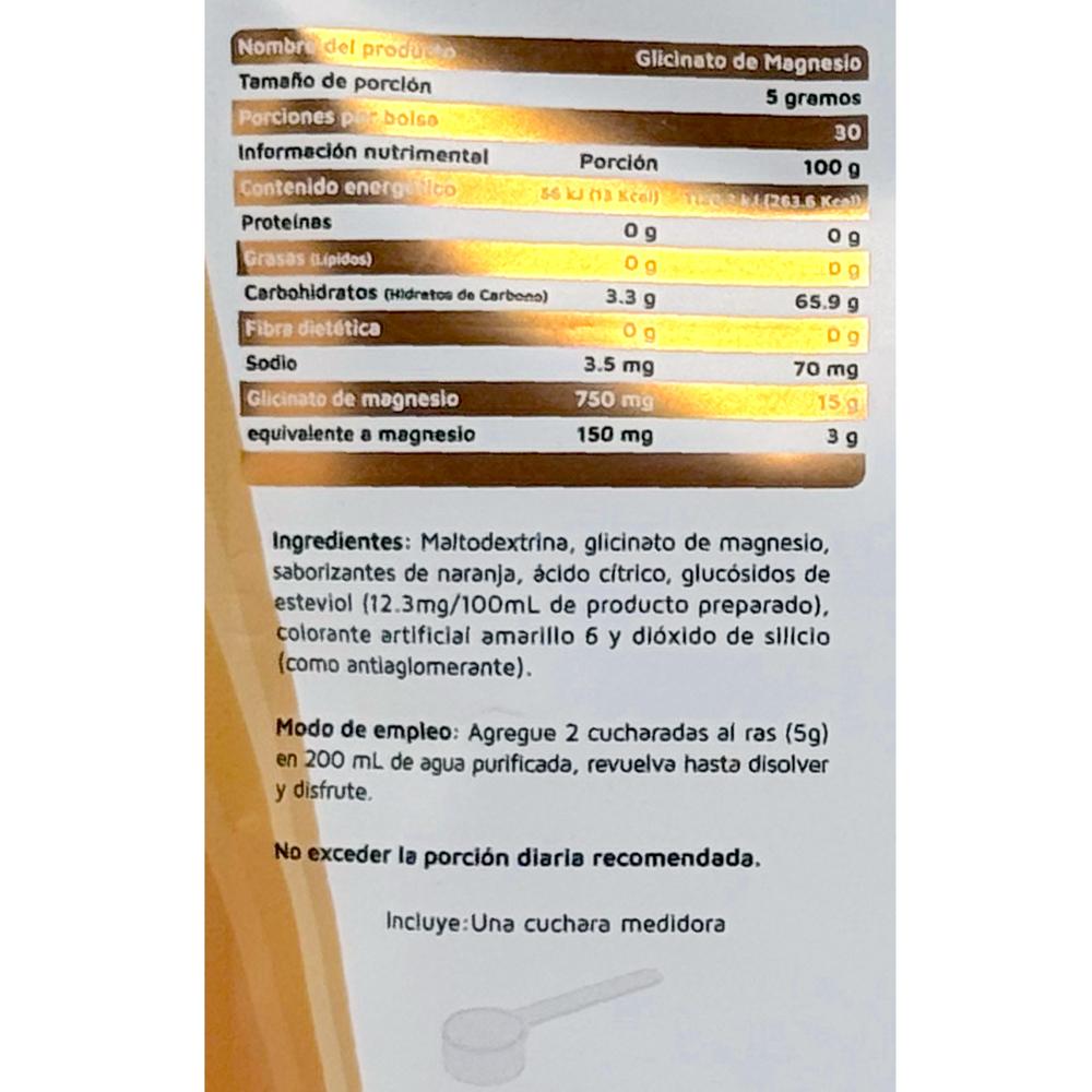 Foto 3 pulgar | Glicinato de Magnesio Vidanat 150 G Sabor Naranja