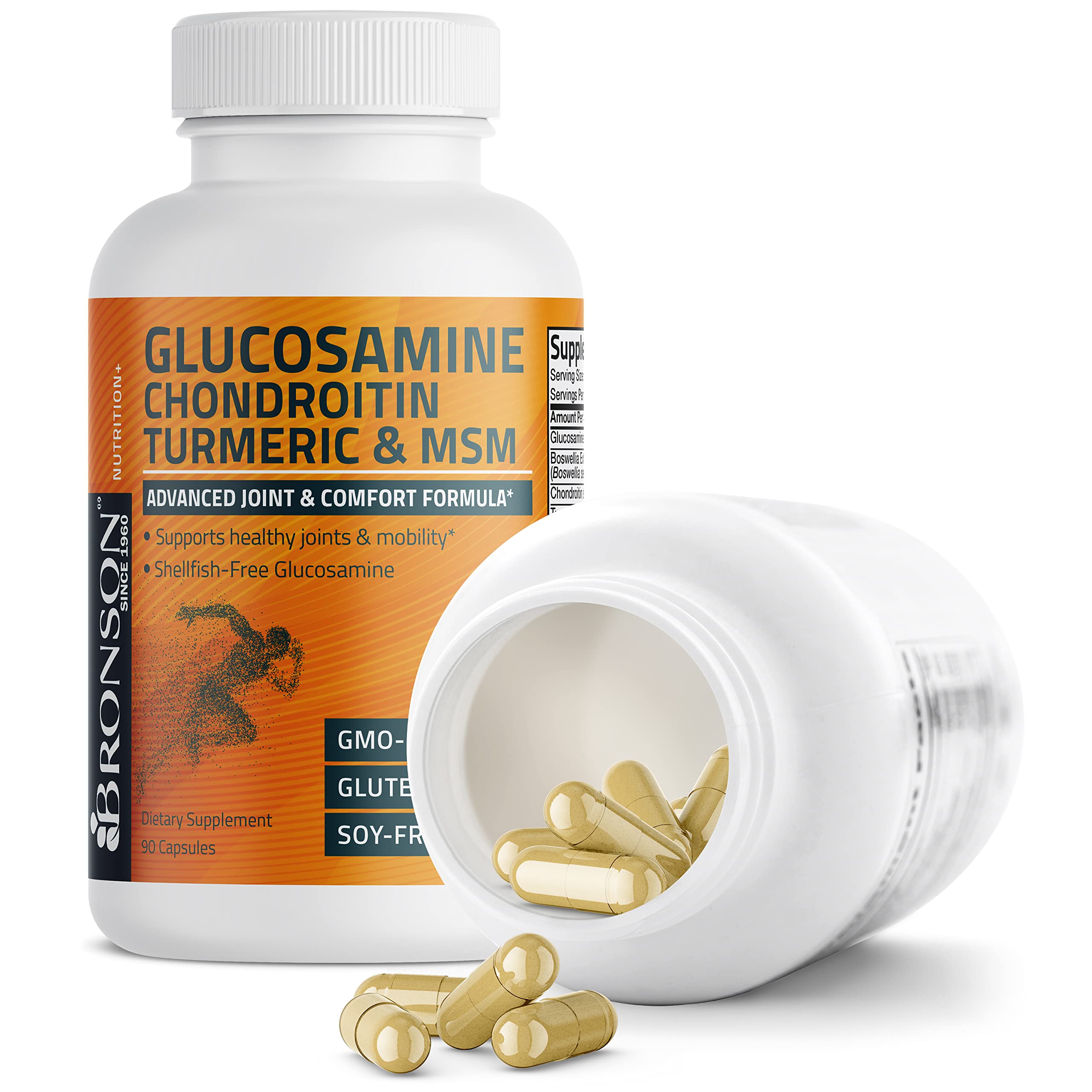Foto 7 pulgar | Venta Internacional - Suplemento Bronson: Glucosamina, Condroitina, Cúrcuma Y Msm 90