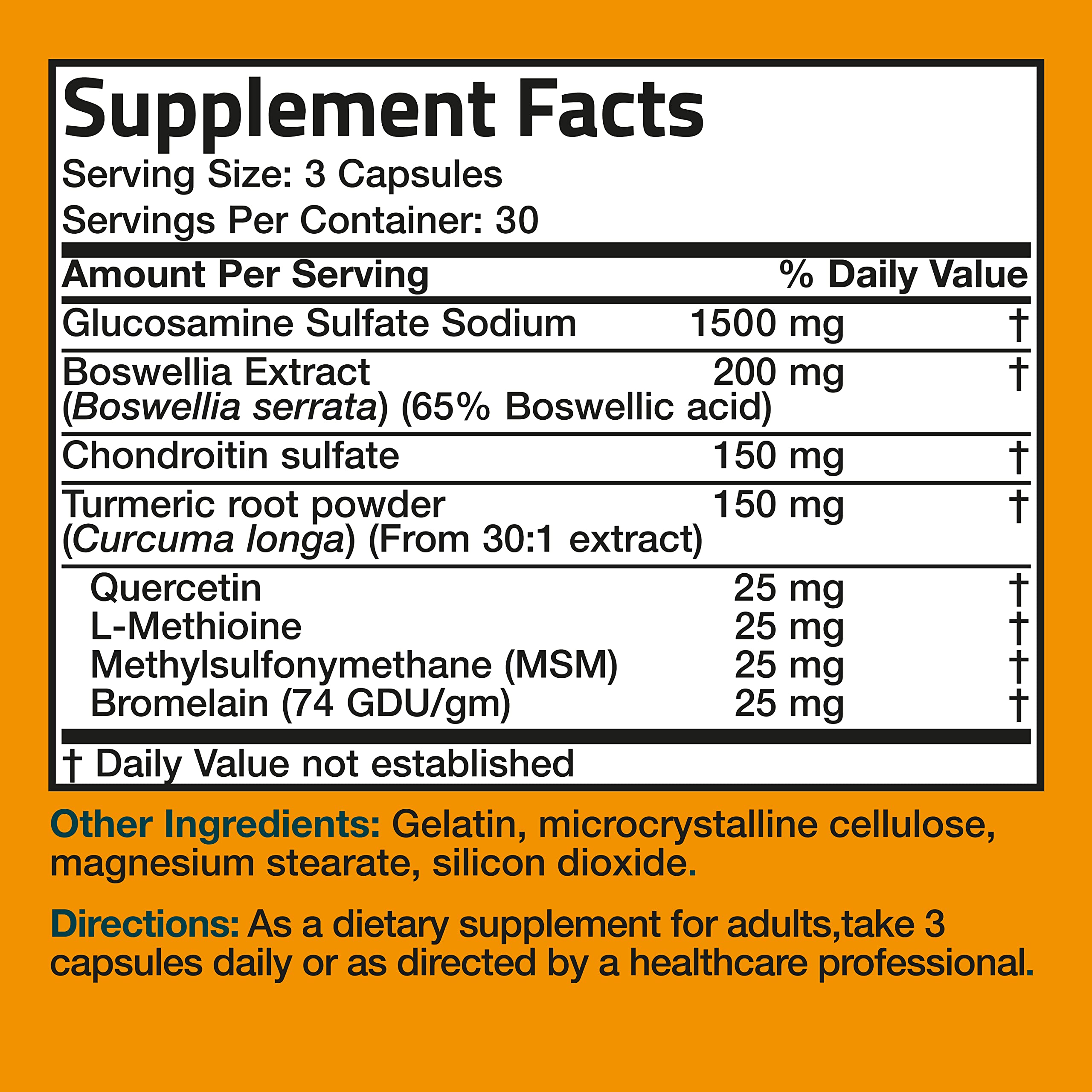 Foto 8 | Venta Internacional - Suplemento Bronson: Glucosamina, Condroitina, Cúrcuma Y Msm 90