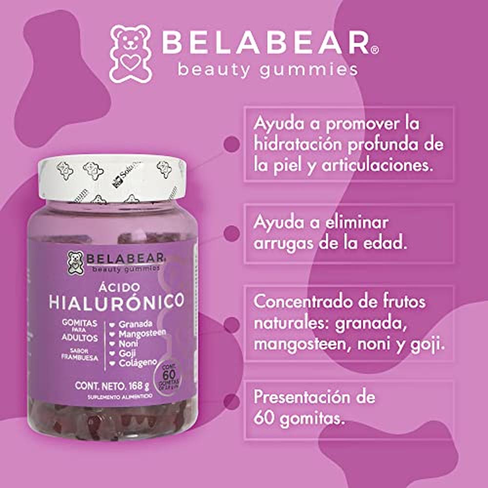Foto 3 pulgar | Solanum Suplemento Alimenticio Belabear Ácido Hialurónico - 60 Gomitas