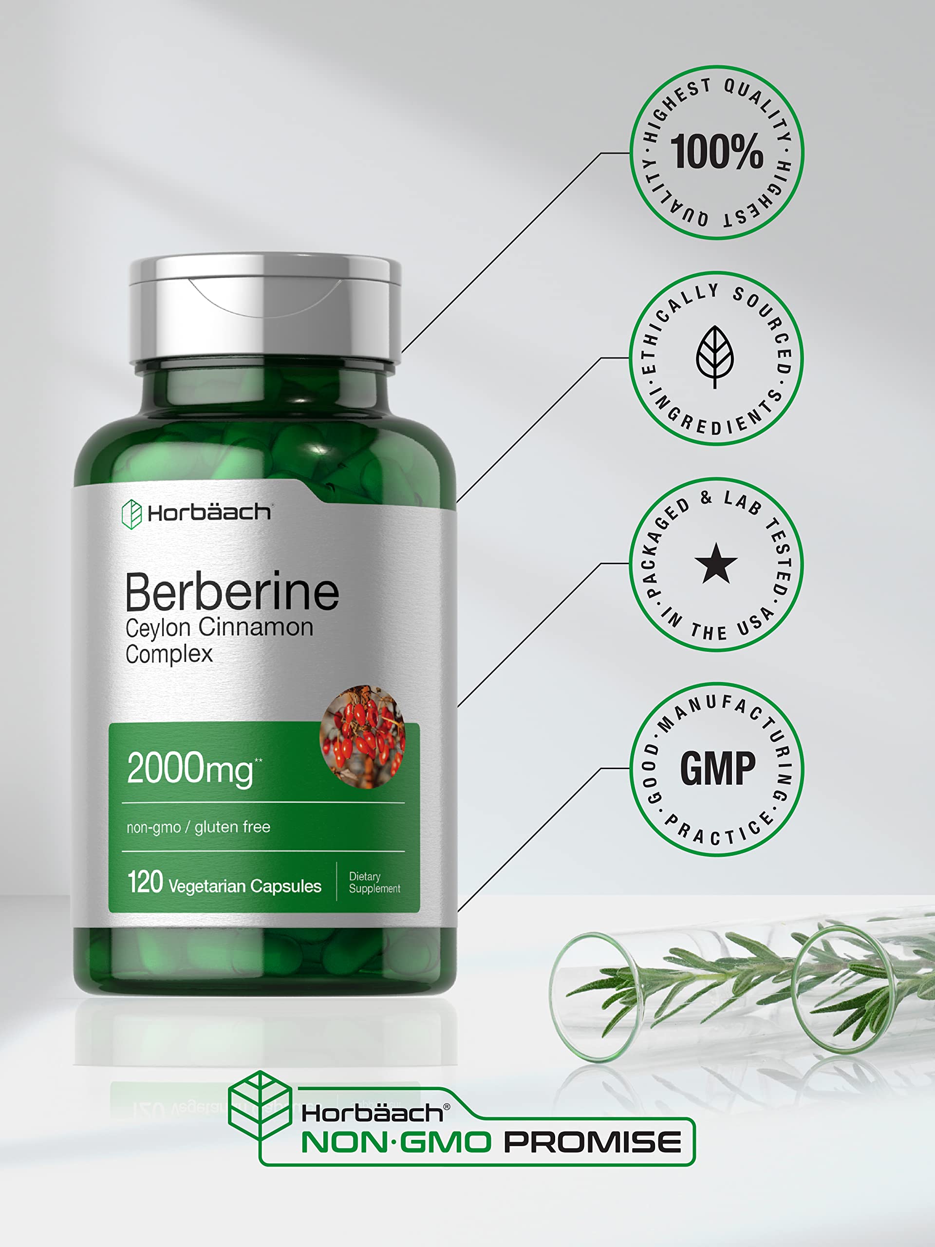 Foto 6 pulgar | Venta Internacional - Suplemento Horbäach Berberine Plus Ceilán Canela 2000 Mg