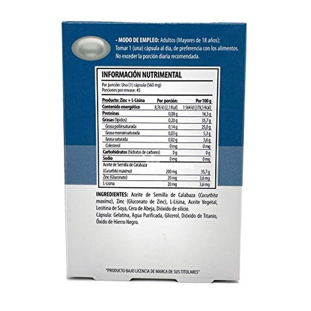 Foto 3 pulgar | Solanum Suplemento Alimenticio Gluconato De Zinc Y Lisina - 45 Cápsulas