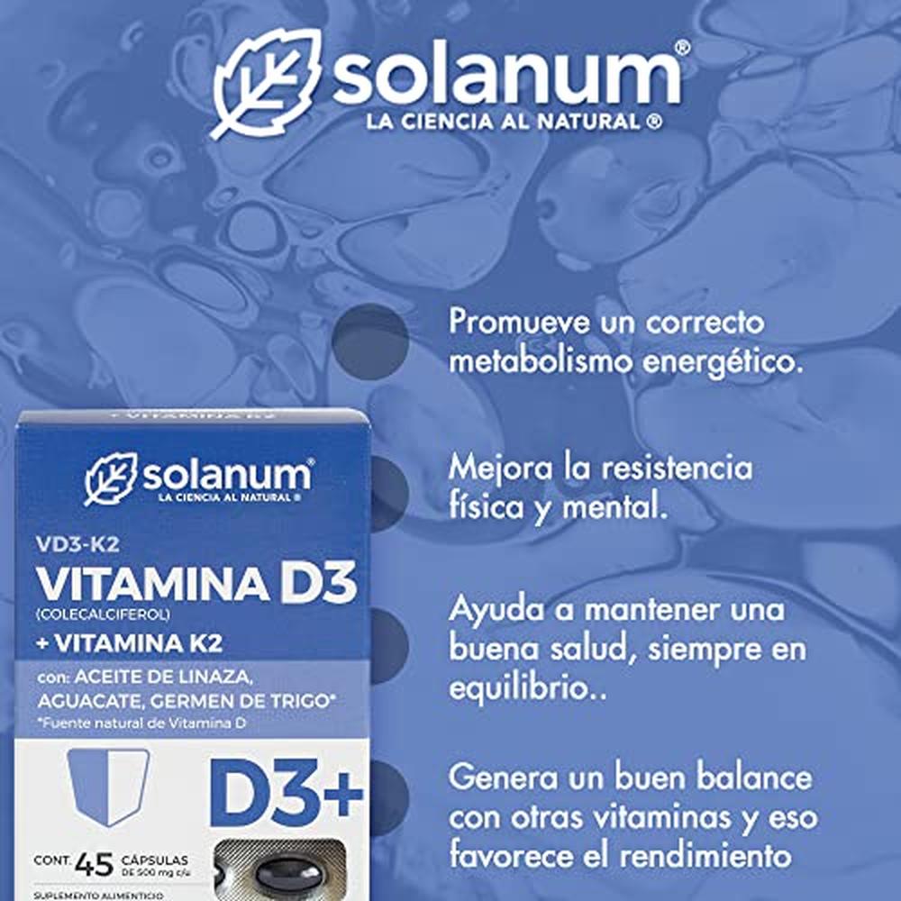 Foto 8 pulgar | Solanum Suplemento Alimenticio Vitamina D3 + Vitamina K2 45 Cápsulas
