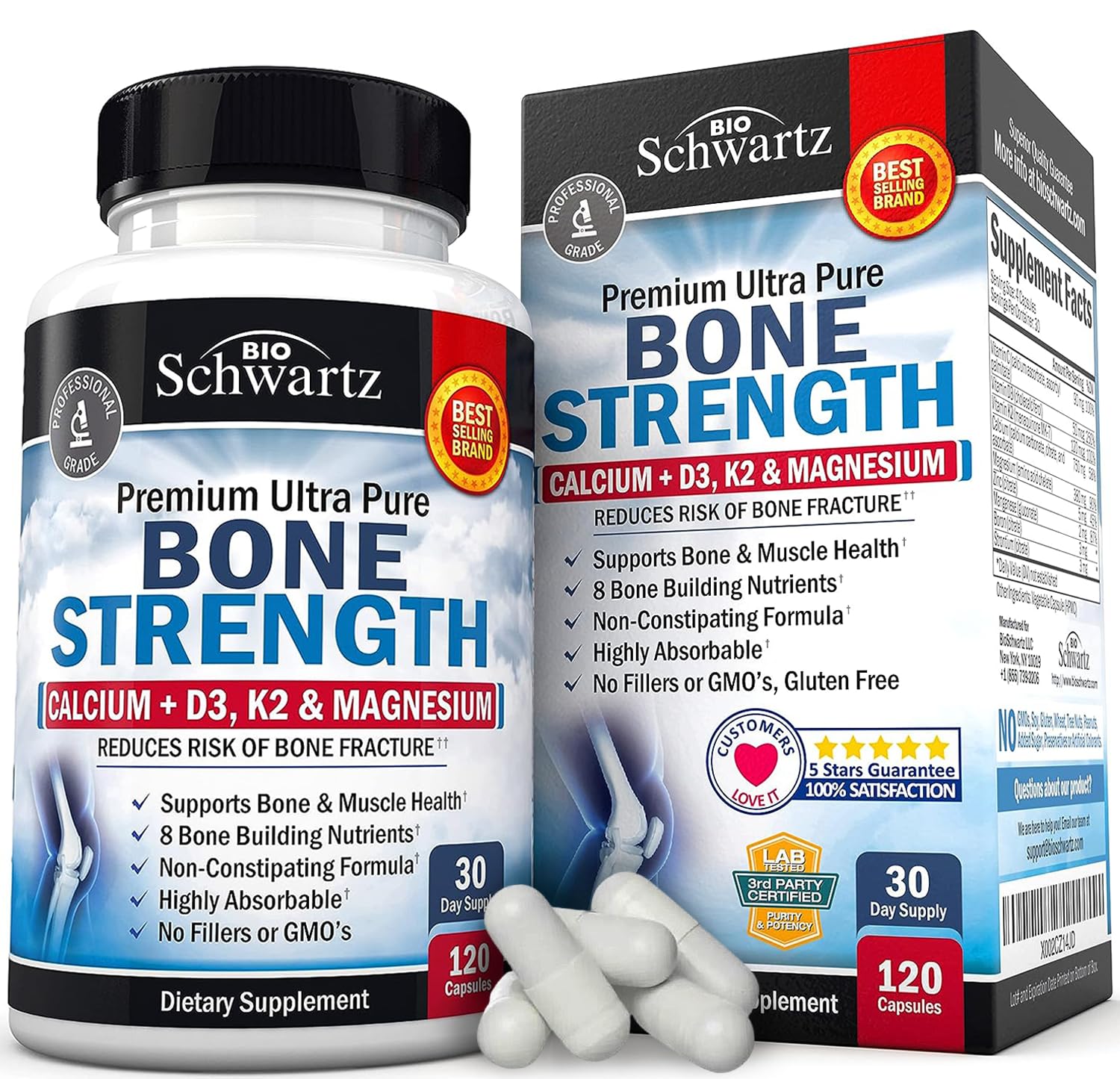 Foto 2 pulgar | Venta Internacional - Suplemento Bone Strength Bioschwartz Con Calcio D3 K2 120 Ca
