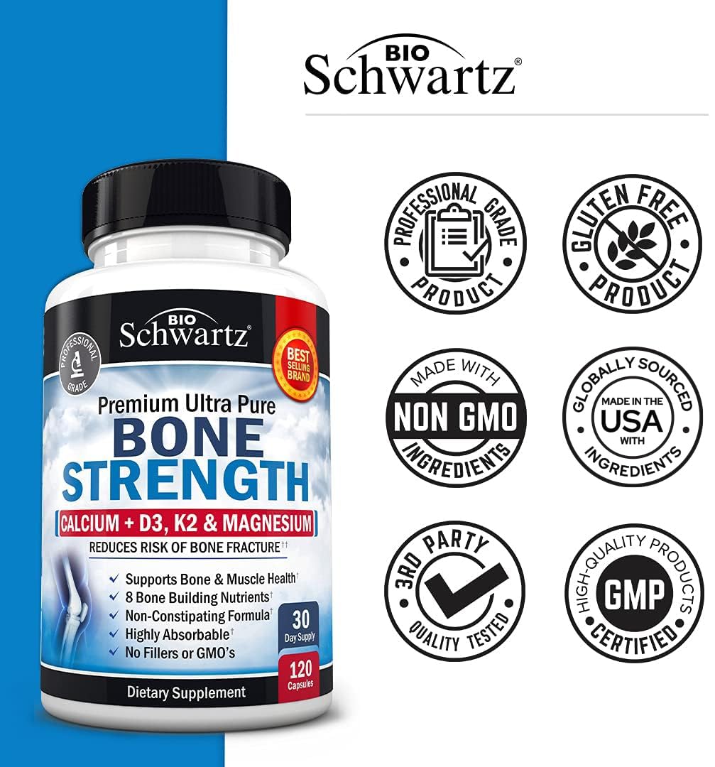 Foto 6 pulgar | Venta Internacional - Suplemento Bone Strength Bioschwartz Con Calcio D3 K2 120 Ca