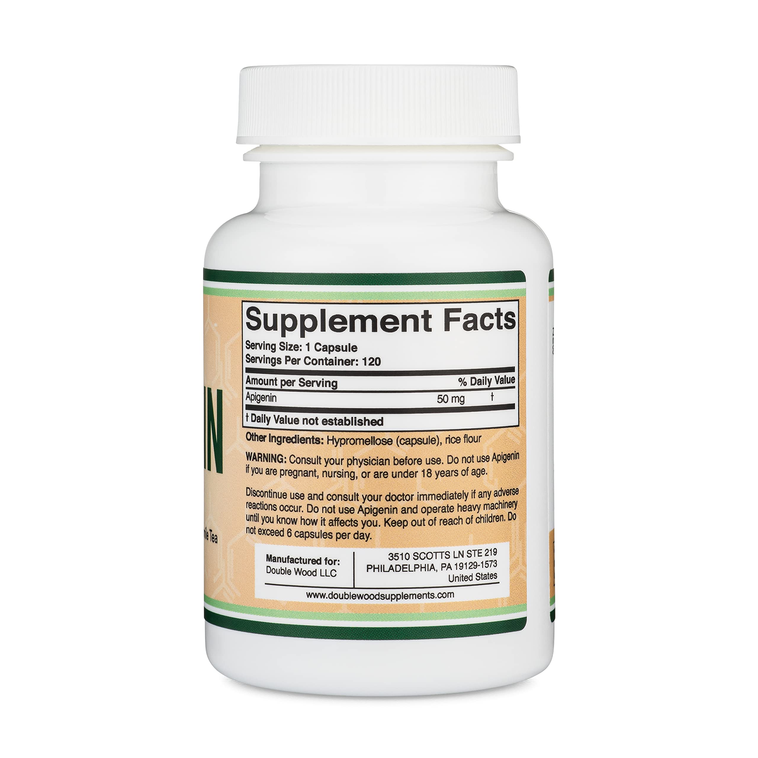 Foto 3 pulgar | Venta Internacional - Suplemento Double Wood Apigenin 50 Mg/cápsula, 120 Cápsulas