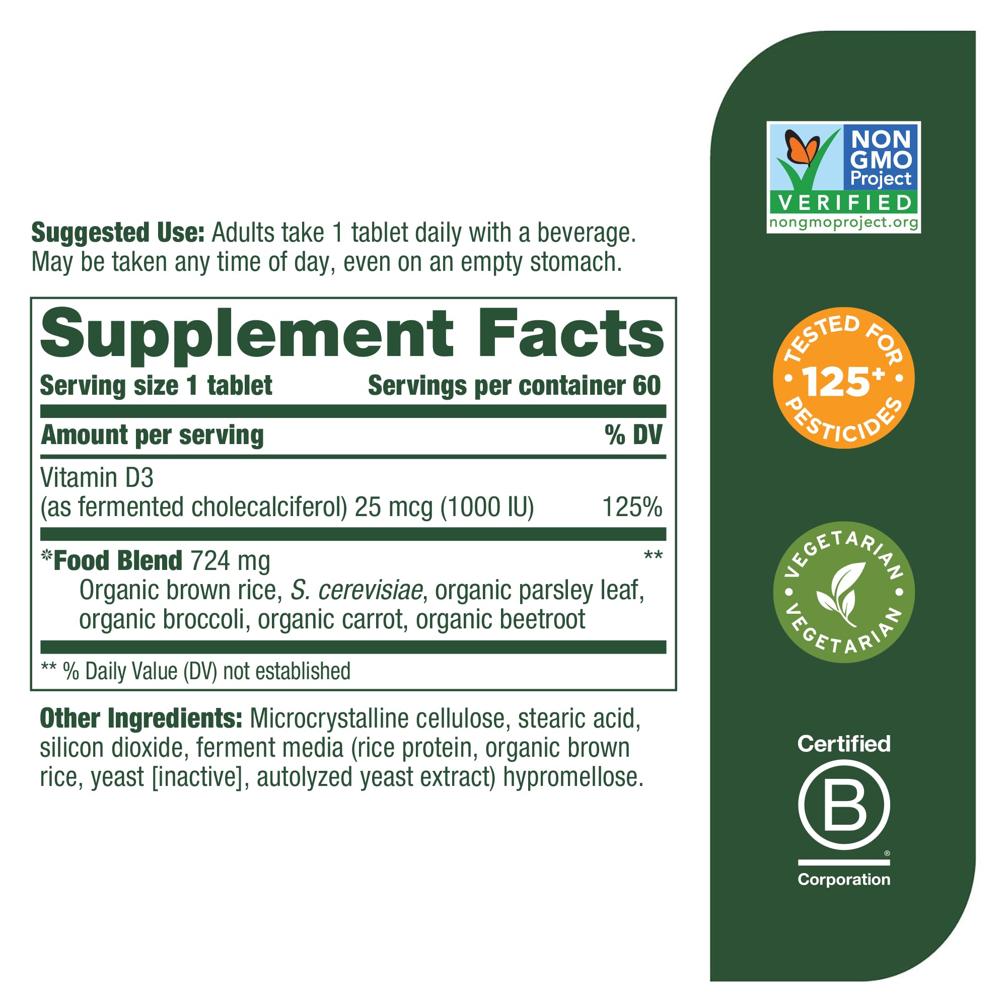 Foto 2 | Venta Internacional - Suplemento Megafood De Vitamina D3, 1000 Ui, Apoyo Inmunológico, 60 Tabletas