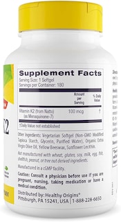Foto 2 | Venta Internacional - Suplemento De Vitamina K2 De Healthy Origins En Forma De Mk-7, 100 Mcg, 180 G