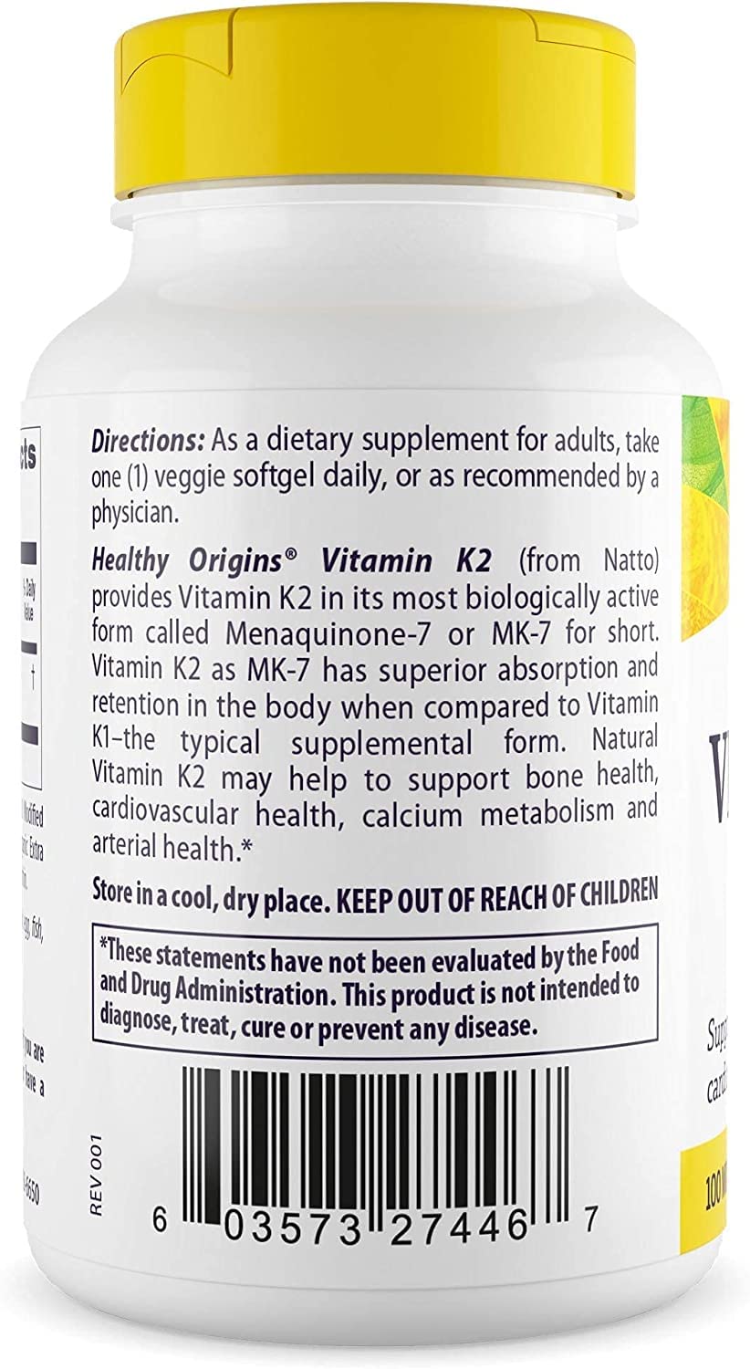 Foto 4 pulgar | Venta Internacional - Suplemento De Vitamina K2 De Healthy Origins En Forma De Mk-7, 100 Mcg, 180 G