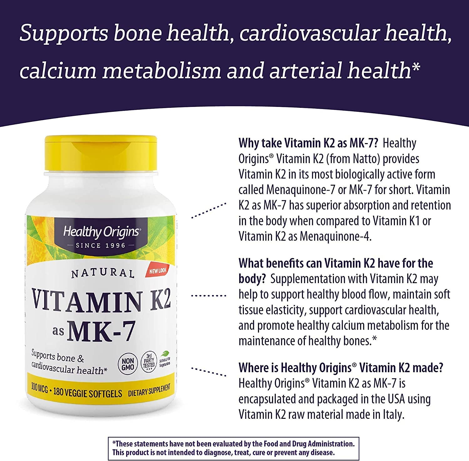 Foto 8 pulgar | Venta Internacional - Suplemento De Vitamina K2 De Healthy Origins En Forma De Mk-7, 100 Mcg, 180 G
