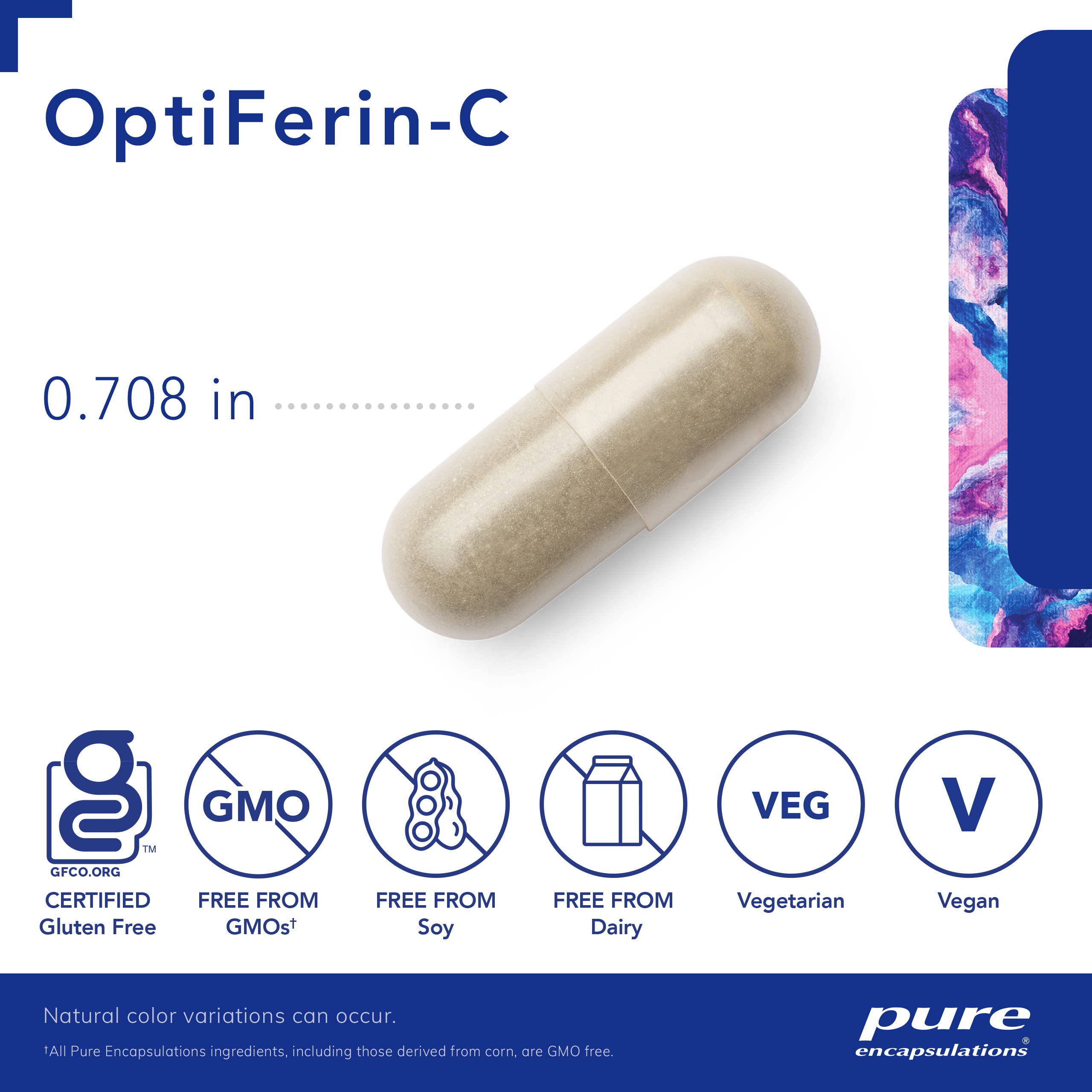Foto 4 pulgar | Venta Internacional - Suplemento De Hierro Pure Encapsulations Optiferin-c 60 Cápsulas