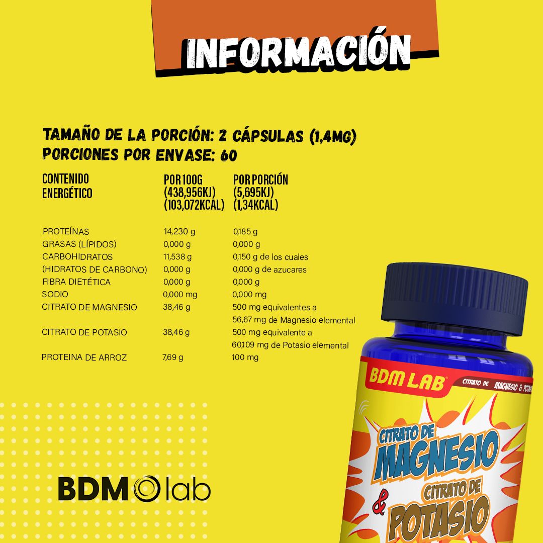 Foto 2 | Suplemento Alimenticio BDM LAB Citrato de Magnesio y Citrato de Potasio 120 cápsulas Salud Muscular y Balance de E