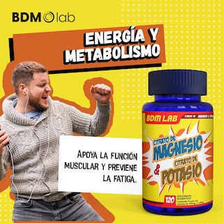 Foto 3 | Suplemento Alimenticio BDM LAB Citrato de Magnesio y Citrato de Potasio 120 cápsulas Salud Muscular y Balance de E