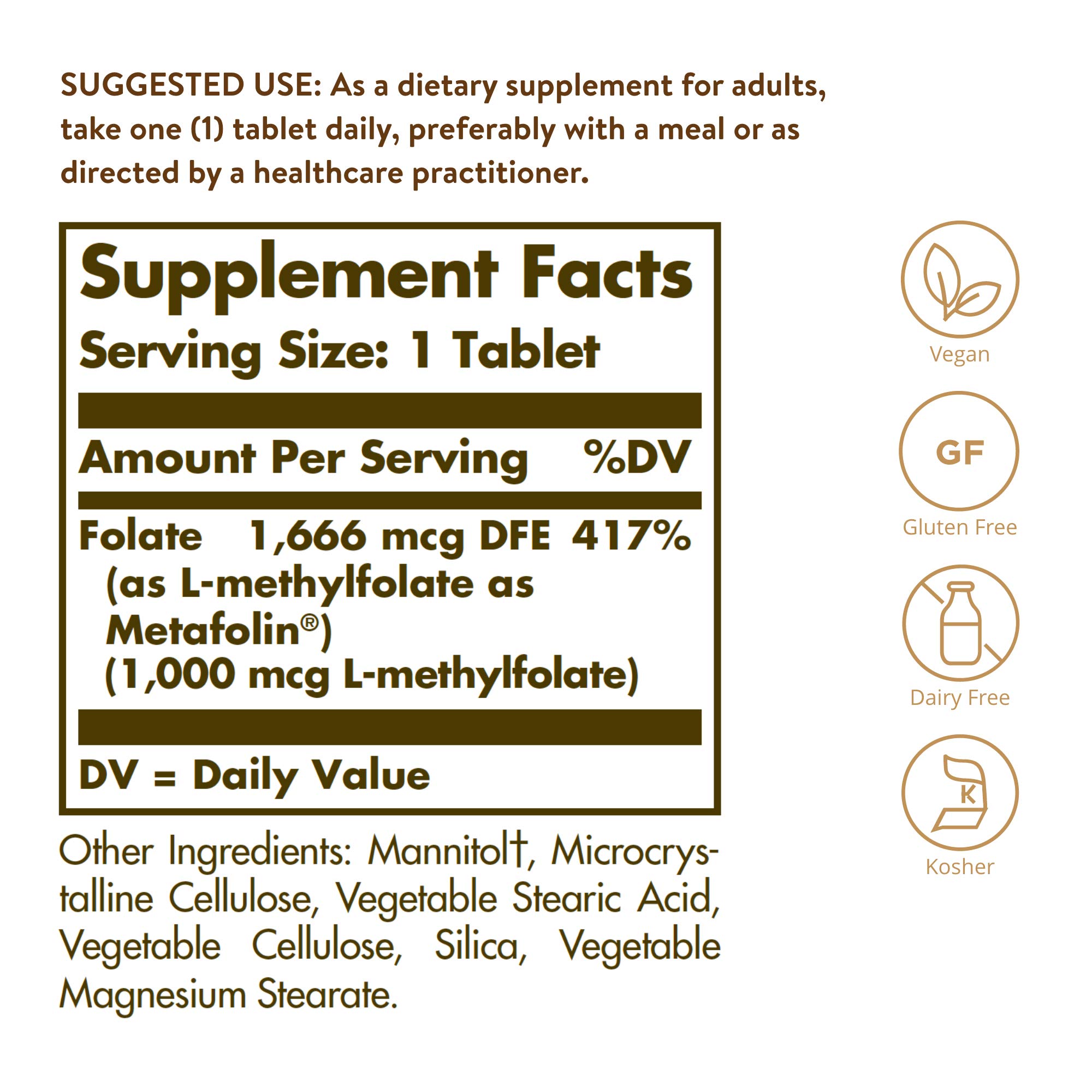 Foto 3 pulgar | Venta Internacional - Tabletas de Folato Solgar 1000 mcg