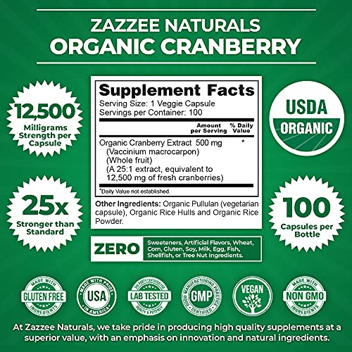 Foto 2 | Venta Internacional - Suplemento De Extracto De Arándano Orgánico Zazzee Usda 12500 Mg