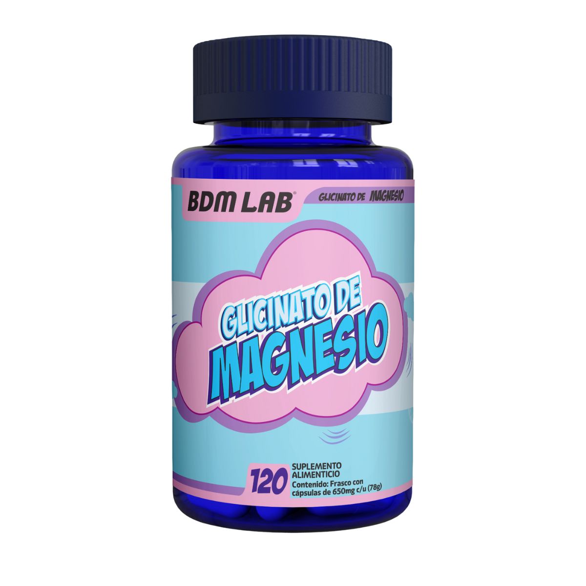 Suplemento Alimenticio BDM LAB Glicinato de Magnesio 120 cápsulas Mejora el Sueño Reduce Estrés y Ansiedad Mejora