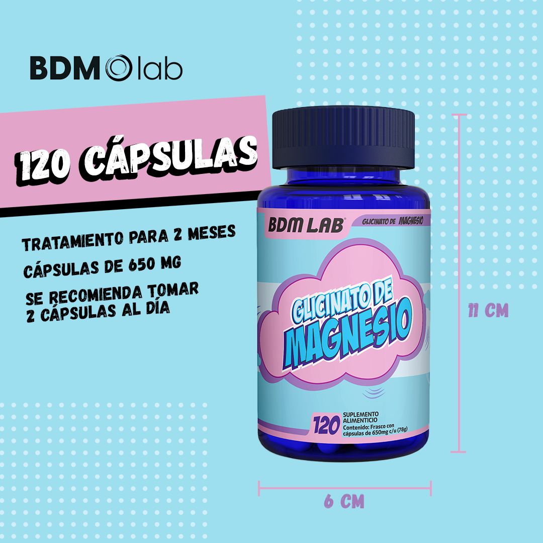 Foto 7 pulgar | Suplemento Alimenticio BDM LAB Glicinato de Magnesio 120 cápsulas Mejora el Sueño Reduce Estrés y Ansiedad Mejora
