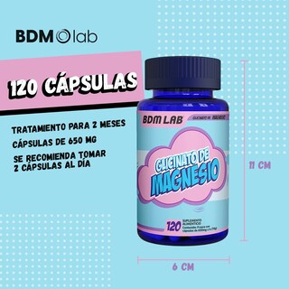 Foto 6 | Suplemento Alimenticio BDM LAB Glicinato de Magnesio 120 cápsulas Mejora el Sueño Reduce Estrés y Ansiedad Mejora