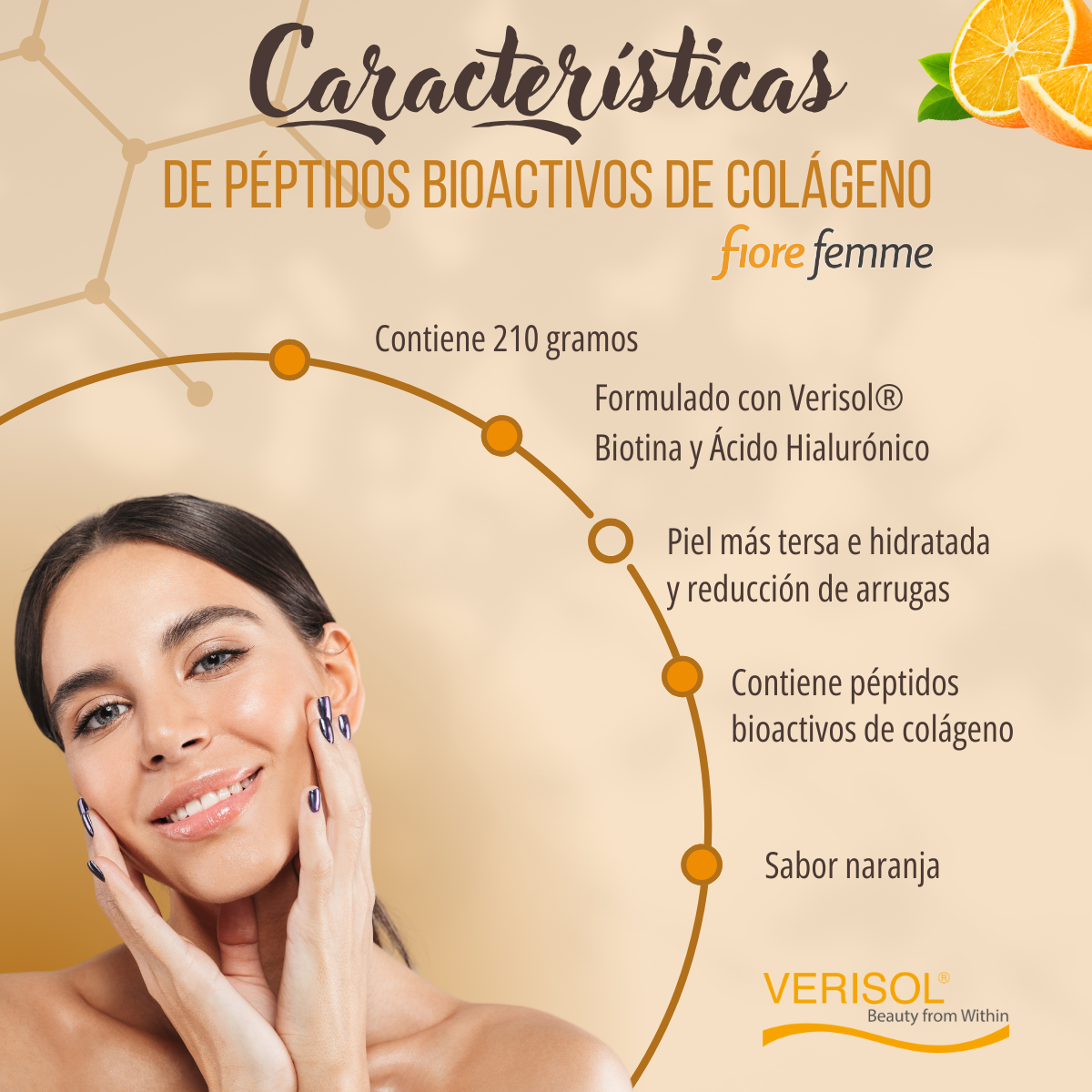 Foto 5 pulgar | Fiore Femme | Péptidos Bioactivos De Colágeno | 210g | Polvo De Colágeno | Biotina + Ácido Hialuronico | Verisol |