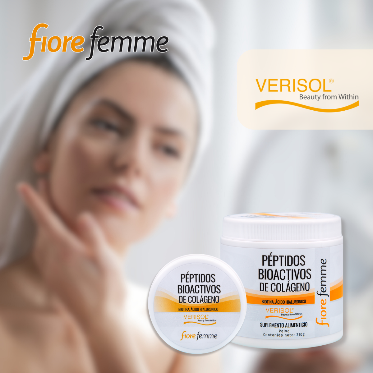 Foto 6 pulgar | Fiore Femme | Péptidos Bioactivos De Colágeno | 210g | Polvo De Colágeno | Biotina + Ácido Hialuronico | Verisol |