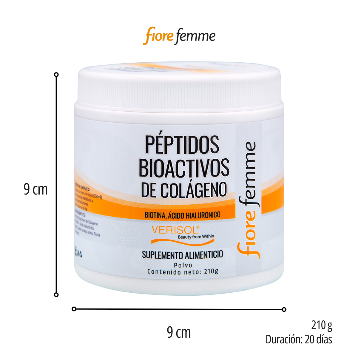 Foto 8 pulgar | Fiore Femme | Péptidos Bioactivos De Colágeno | 210g | Polvo De Colágeno | Biotina + Ácido Hialuronico | Verisol |