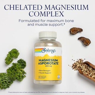 Foto 4 | Venta Internacional - Suplemento De Asporotato De Magnesio Solaray 400 Mg 180 Cápsulas Vegetales
