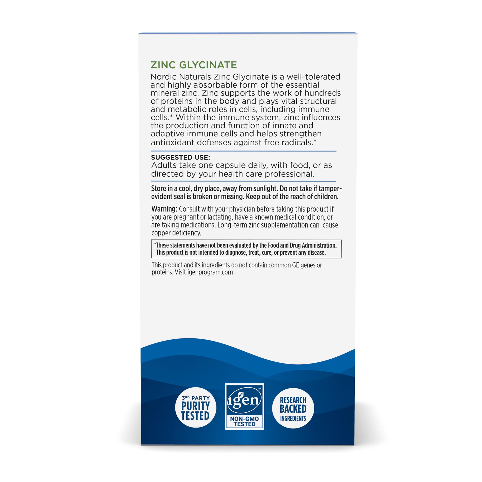 Foto 4 pulgar | Venta Internacional - Suplemento de Glicinato de Zinc Nordic Naturals 20 mg 60 Cápsulas