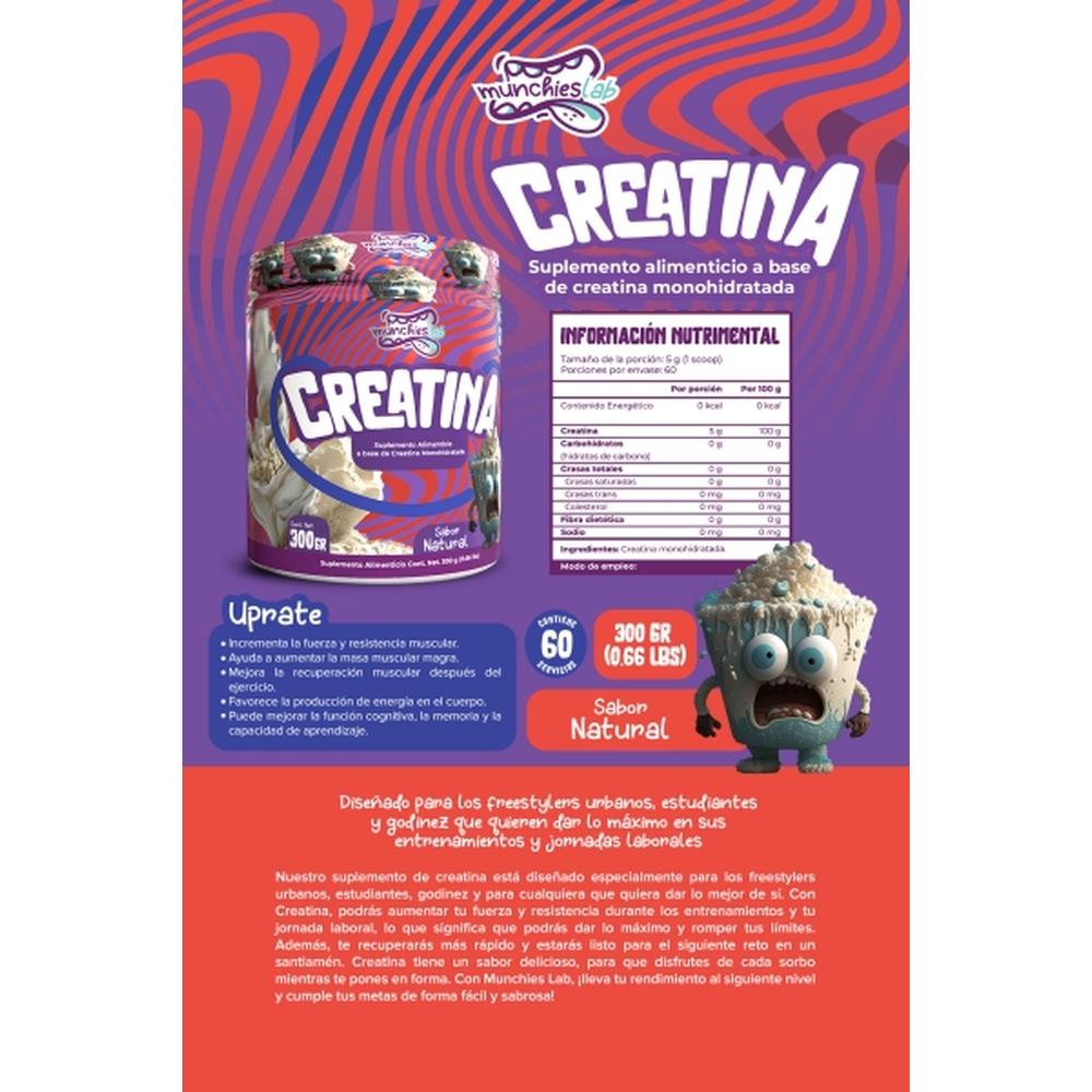 Foto 5 pulgar | Suplemento Munchies Lab Creatina Sabor Natural 300 gramos