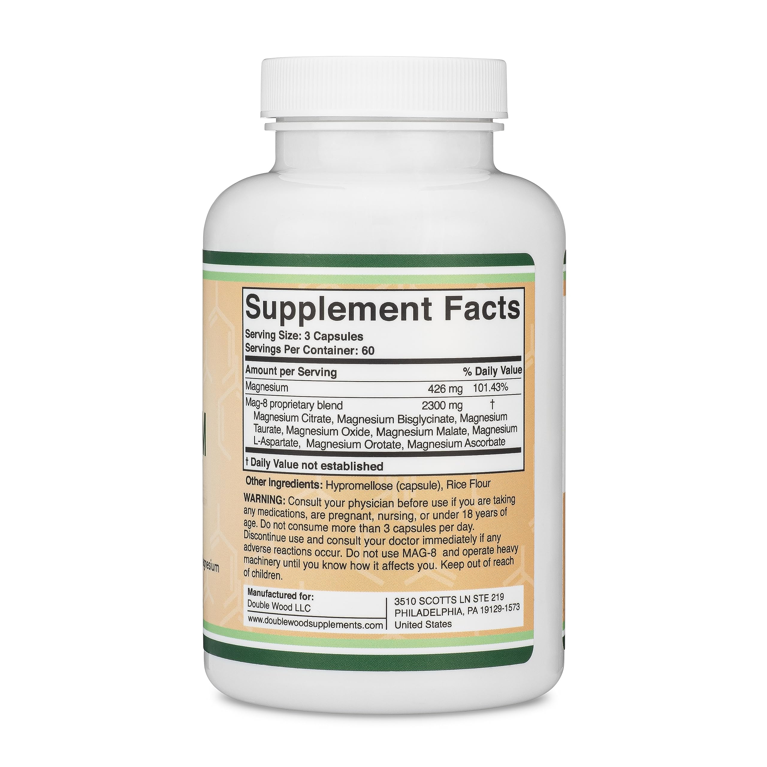 Foto 3 pulgar | Venta Internacional - Suplemento Complejo De Magnesio Mag-8 De Double Wood Supplements