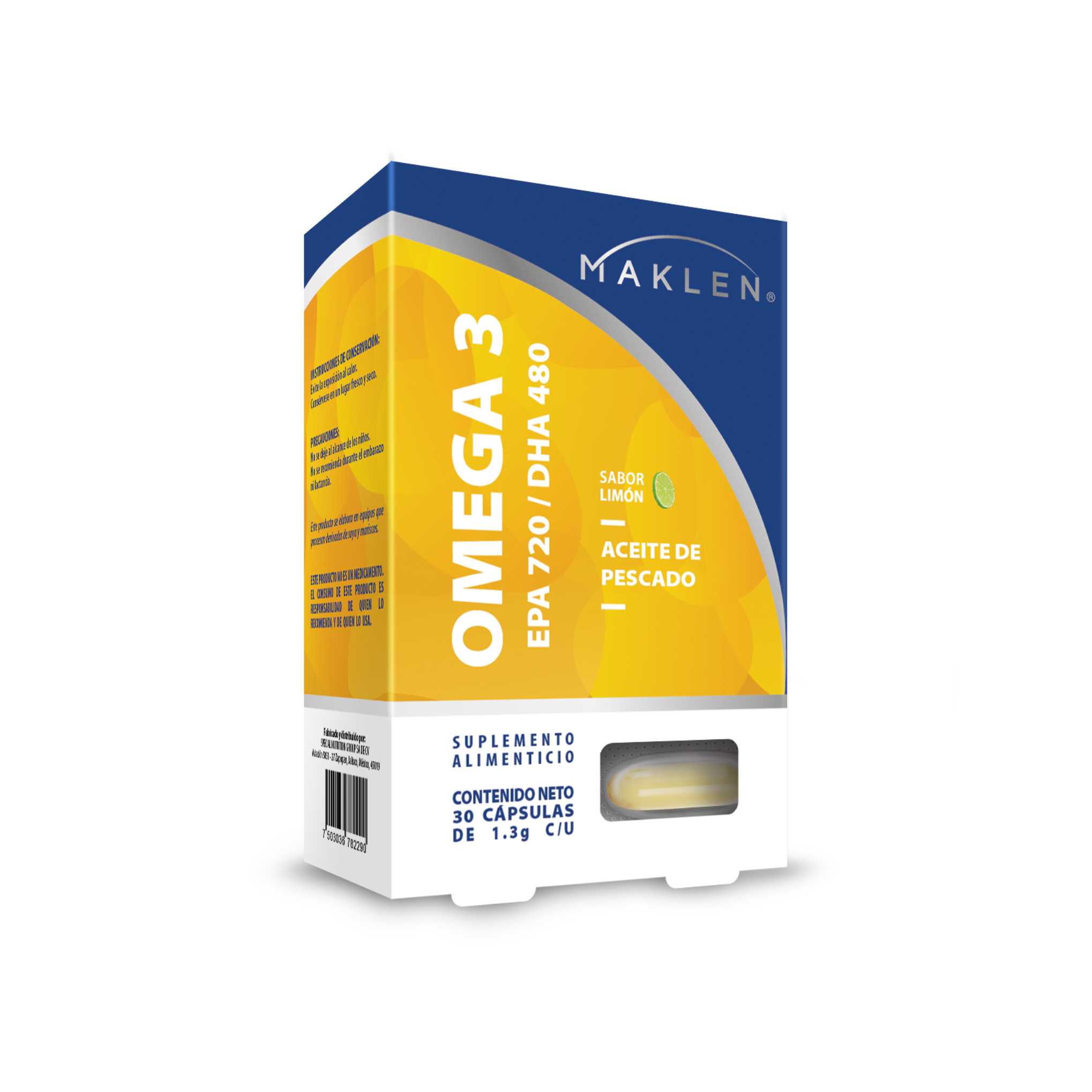 Suplemento Maklen Omega 3 Aceite de Pescado 30 Cápsulas