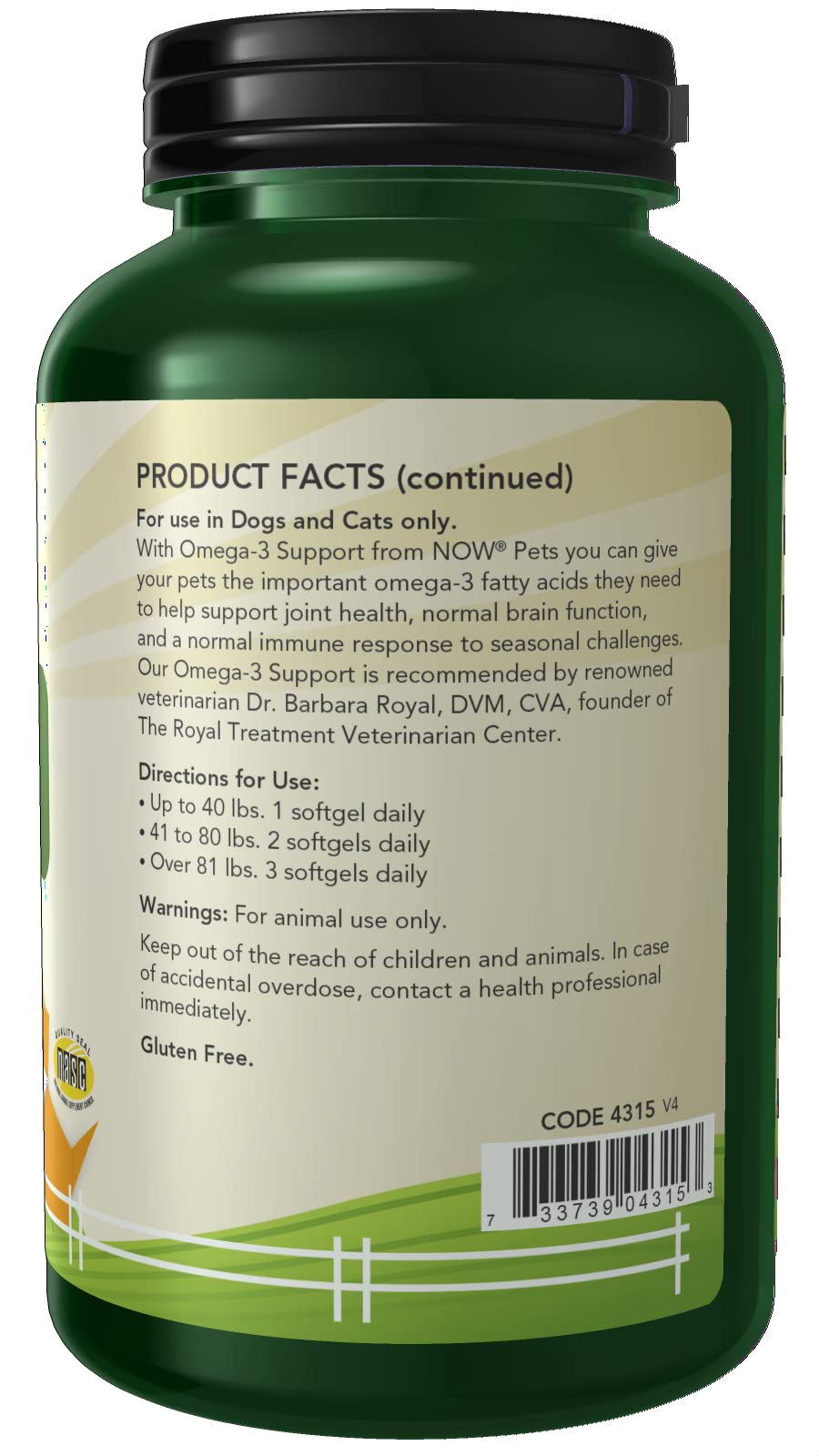 Foto 3 pulgar | Venta Internacional - Supplement Now Pet Health Omega 3 Para Perros Y Gatos 180 Softge