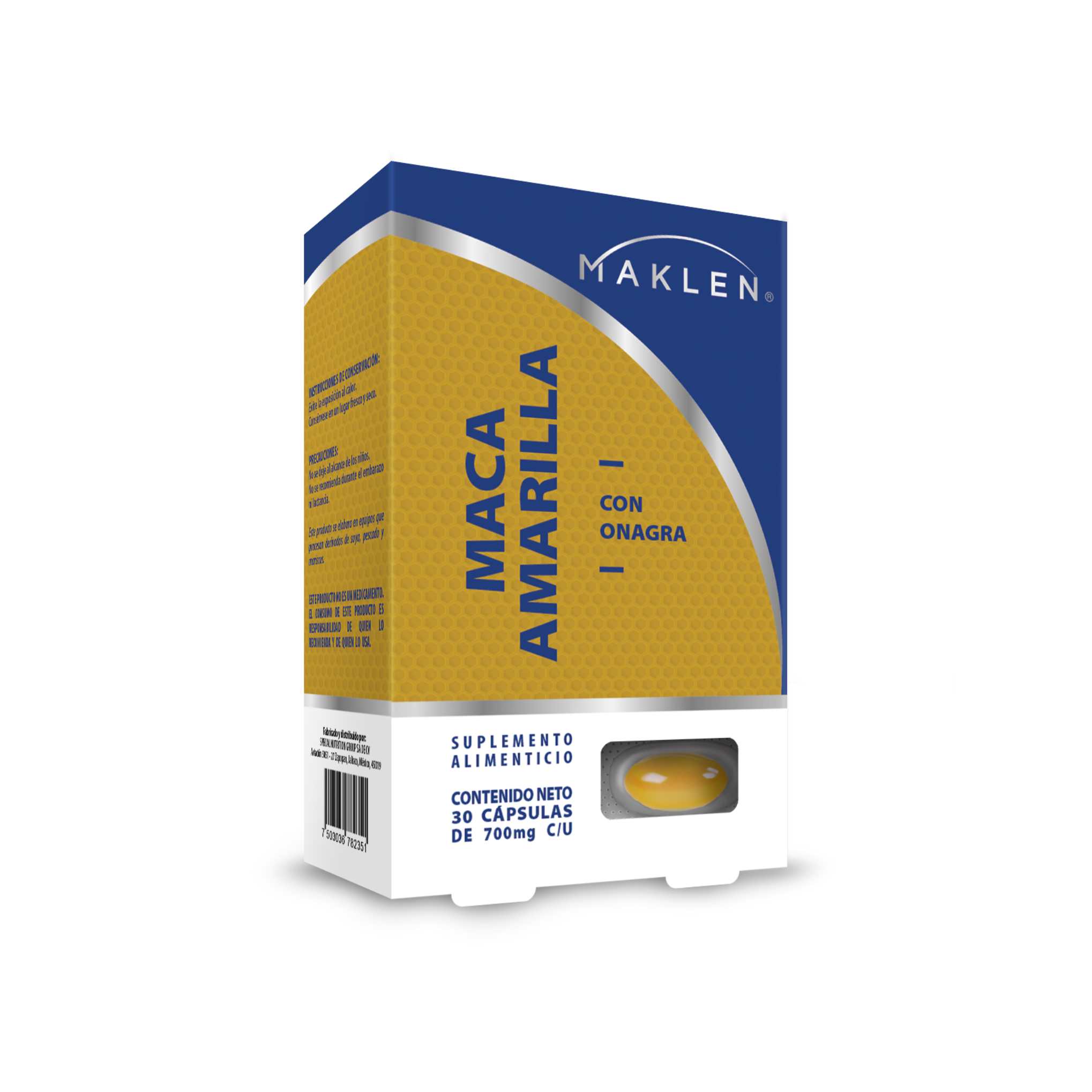 Suplemento Maklen Maca Amarilla con Onagra de 30 Cápsulas