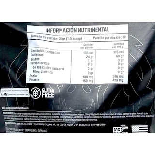 Foto 2 | Proteína Zero Carbs 1 kg Galleta 30 Serv Isolatada Blackbear