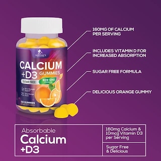 Foto 3 | Venta Internacional - Gominolas Calcium Gummy Bites Nature's Nutrition, 120 Gomitas Sin Azúcar