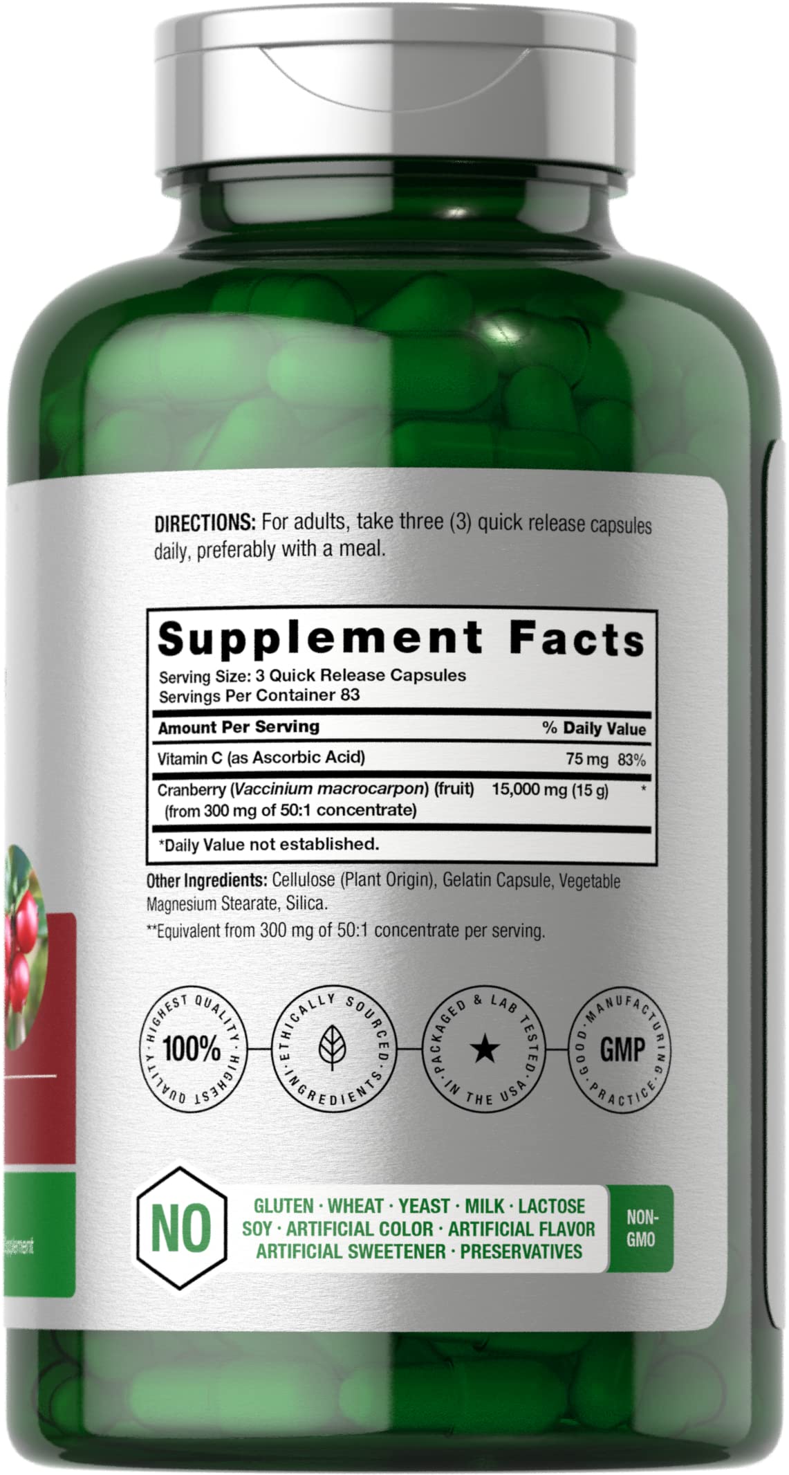 Foto 3 pulgar | Venta Internacional - Suplemento De Píldoras De Arándano, 1500 Mg, Más Vitamina C, 250 Cápsulas