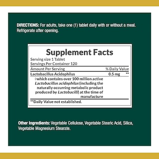 Foto 3 | Suplemento Nature's Bounty Probiotics Acidophilus 120 Comprimidos - Venta Internacional.