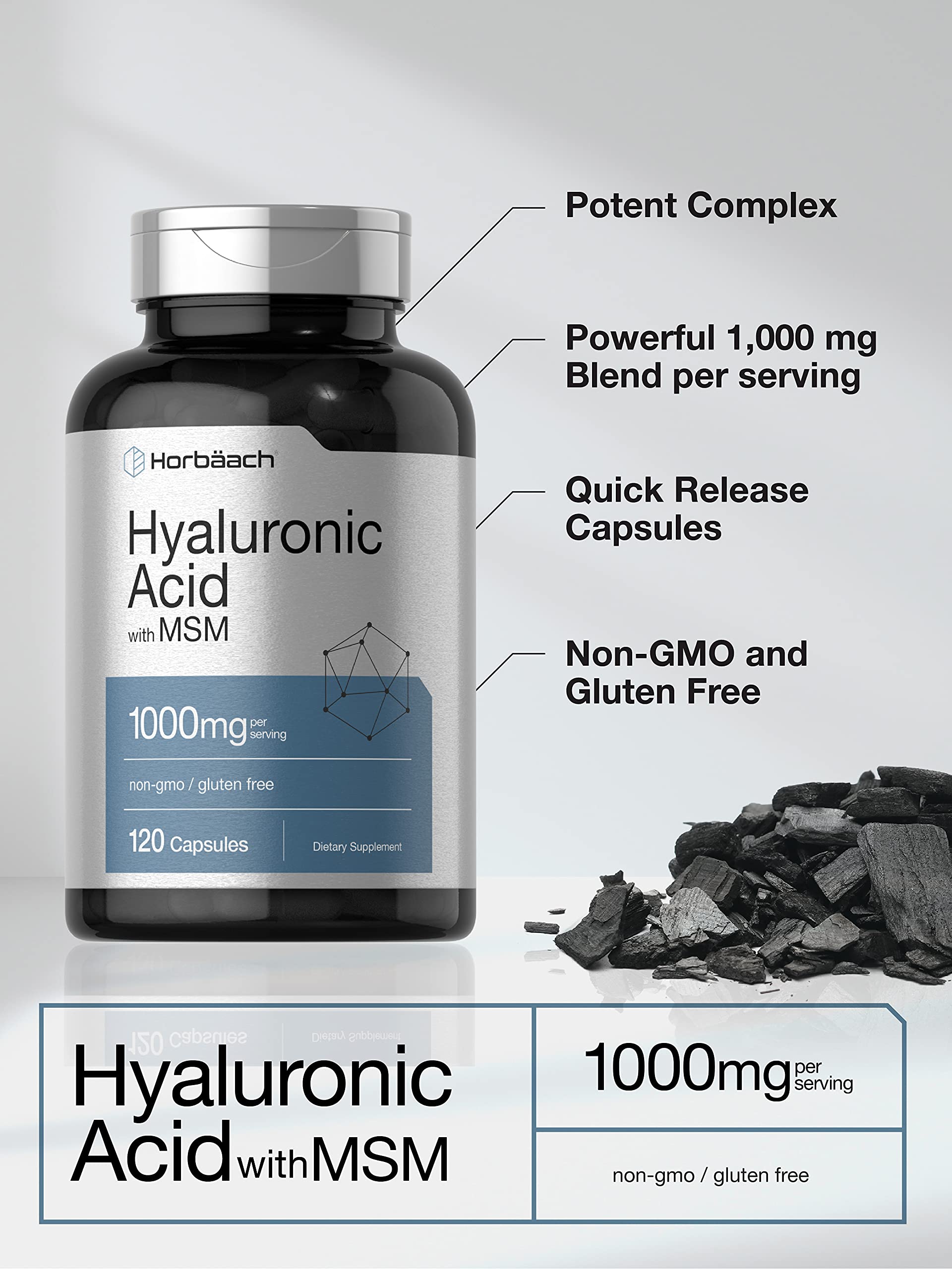 Foto 4 pulgar | Venta Internacional - Cápsulas De Ácido Hialurónico Horbäach 1000 Mg 120