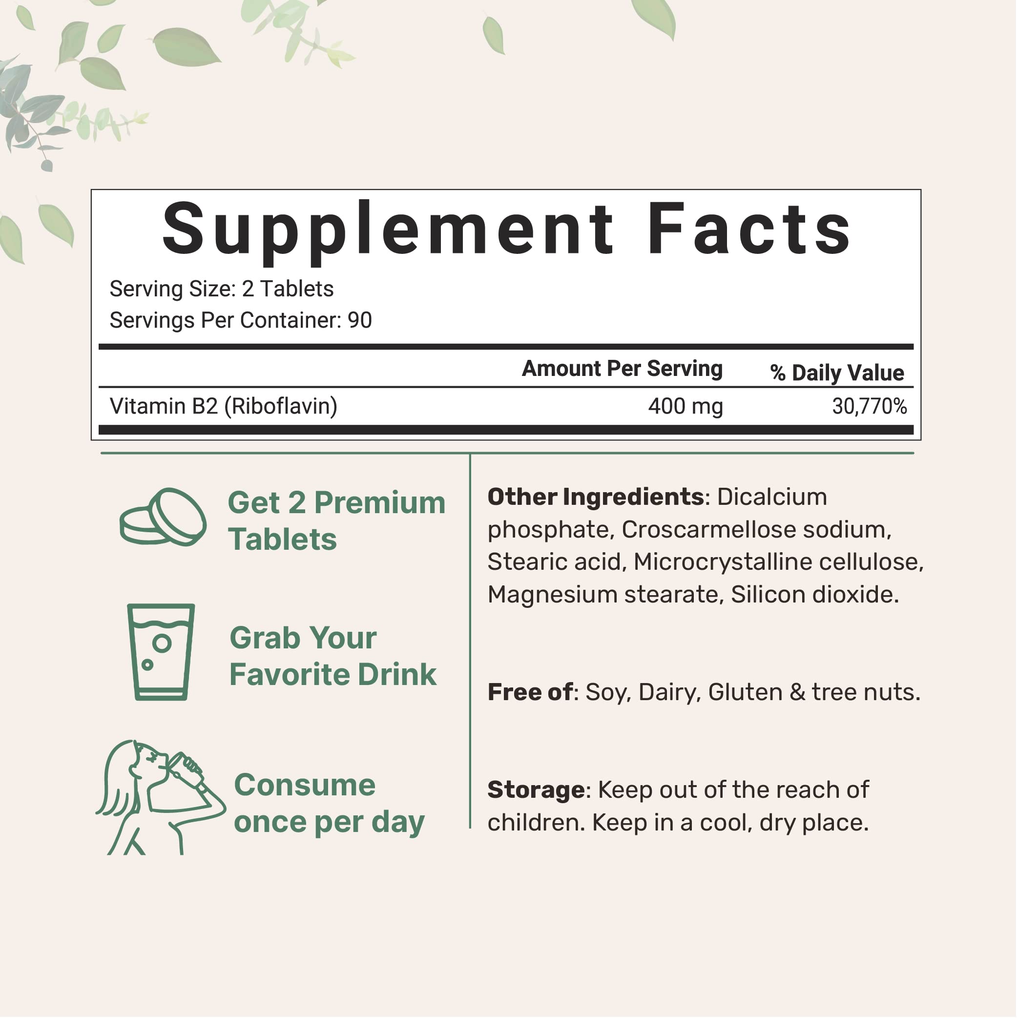 Foto 2 | Venta Internacional - Suplemento De Vitamina B2, Microingredientes, 400 Mg, 180 Tabletas