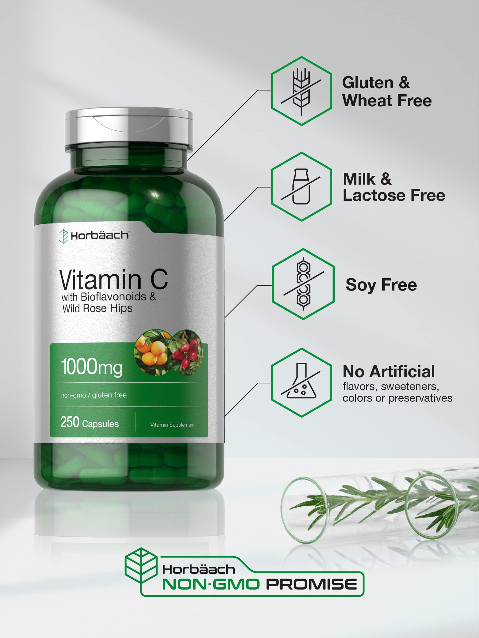 Foto 5 pulgar | Venta Internacional - Vitamina C Horbäach 1000 Mg | 250 Cápsulas Con Bioflavonoides
