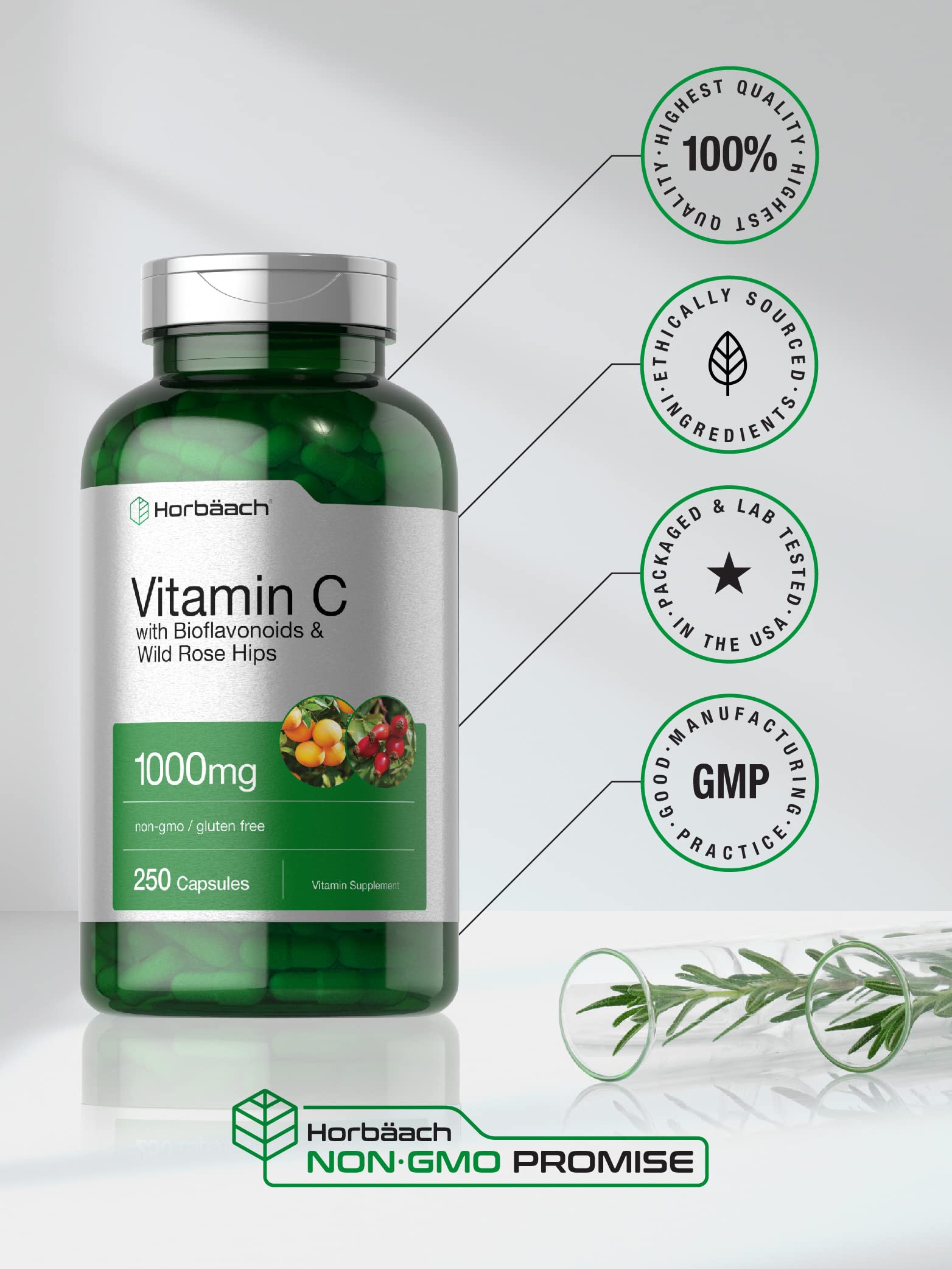 Foto 6 pulgar | Venta Internacional - Vitamina C Horbäach 1000 Mg | 250 Cápsulas Con Bioflavonoides