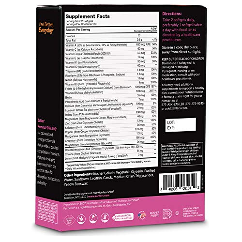 Foto 3 pulgar | Venta Internacional - Vitaminas Prenatales Zahler Prenatal Dha Premium 60 Comprimidos